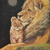 Acrylic Lion and Cub Painting